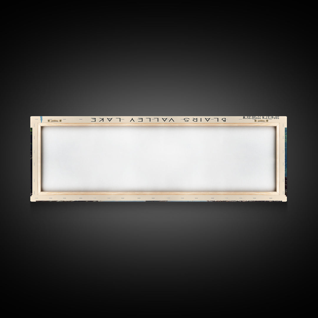 Blairs Valley Lake Maryland Framed Canvas Print, Panoramic Lake House Decor, Scenic View, Travel Poster, Rustic Art, Lake Painting