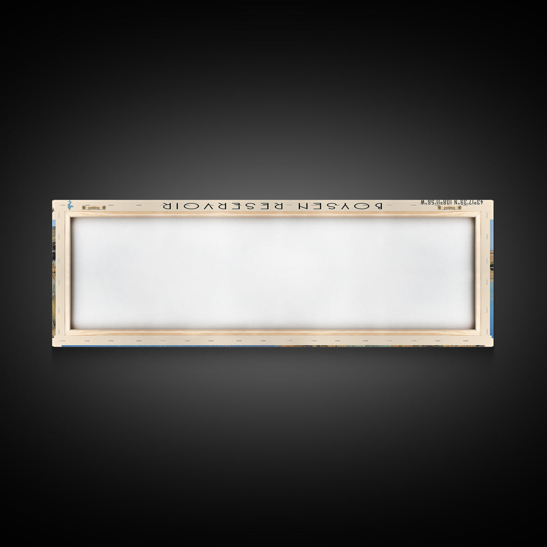 Boysen Reservoir Wyoming Framed Canvas Print, Lake House Art, Panoramic Wall Art, Travel Poster, Minimalist Lake Painting, Home Decor