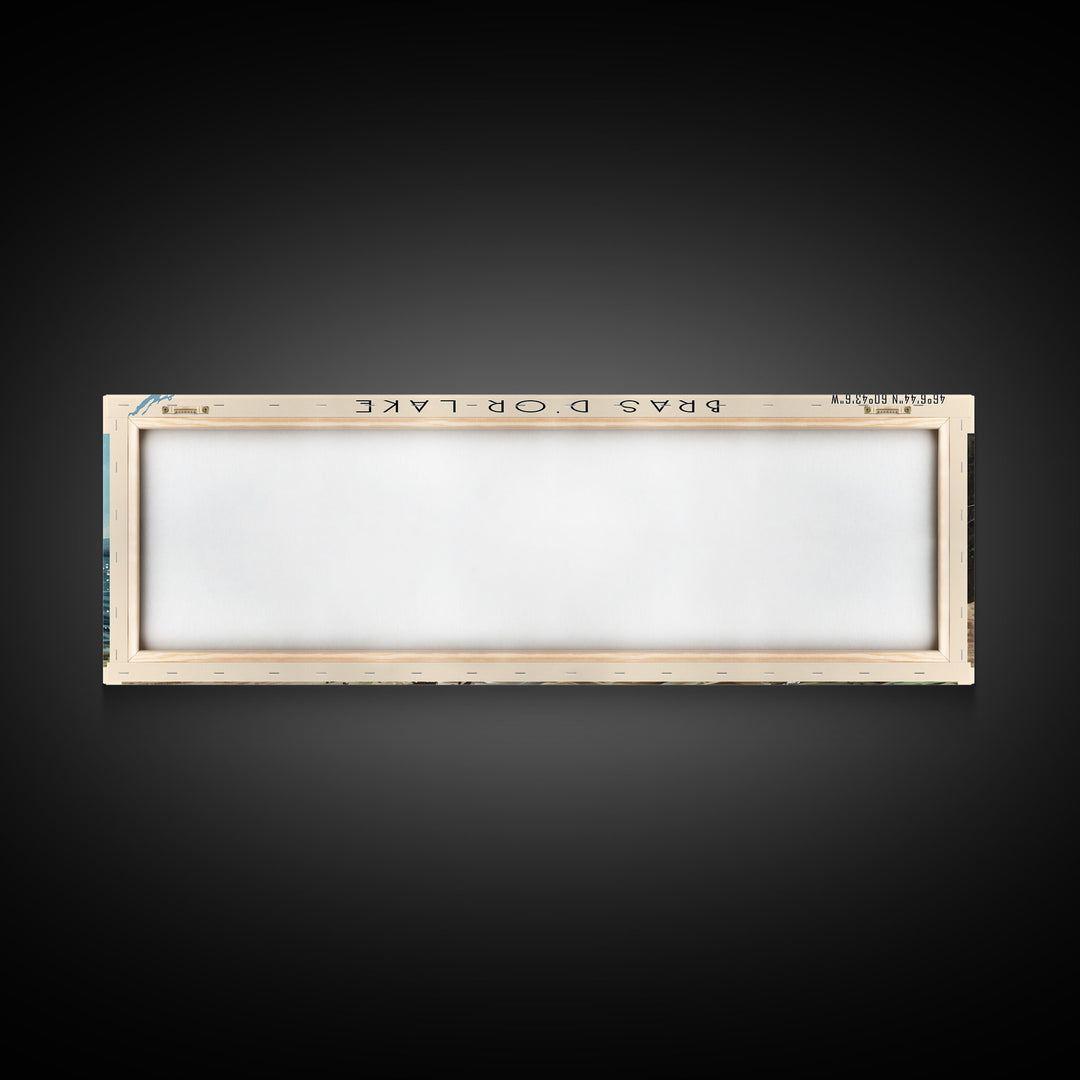 Bras d'Or Lake Framed Canvas Print, Panoramic Lake House Decor, Wall Art, Travel Poster, Rustic Lake Painting, Home Decor