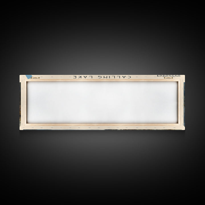 Calling Lake Framed Canvas Print, Panoramic Lake House Decor, Wall Art, Travel Poster, Rustic Lake Painting, Nature Art
