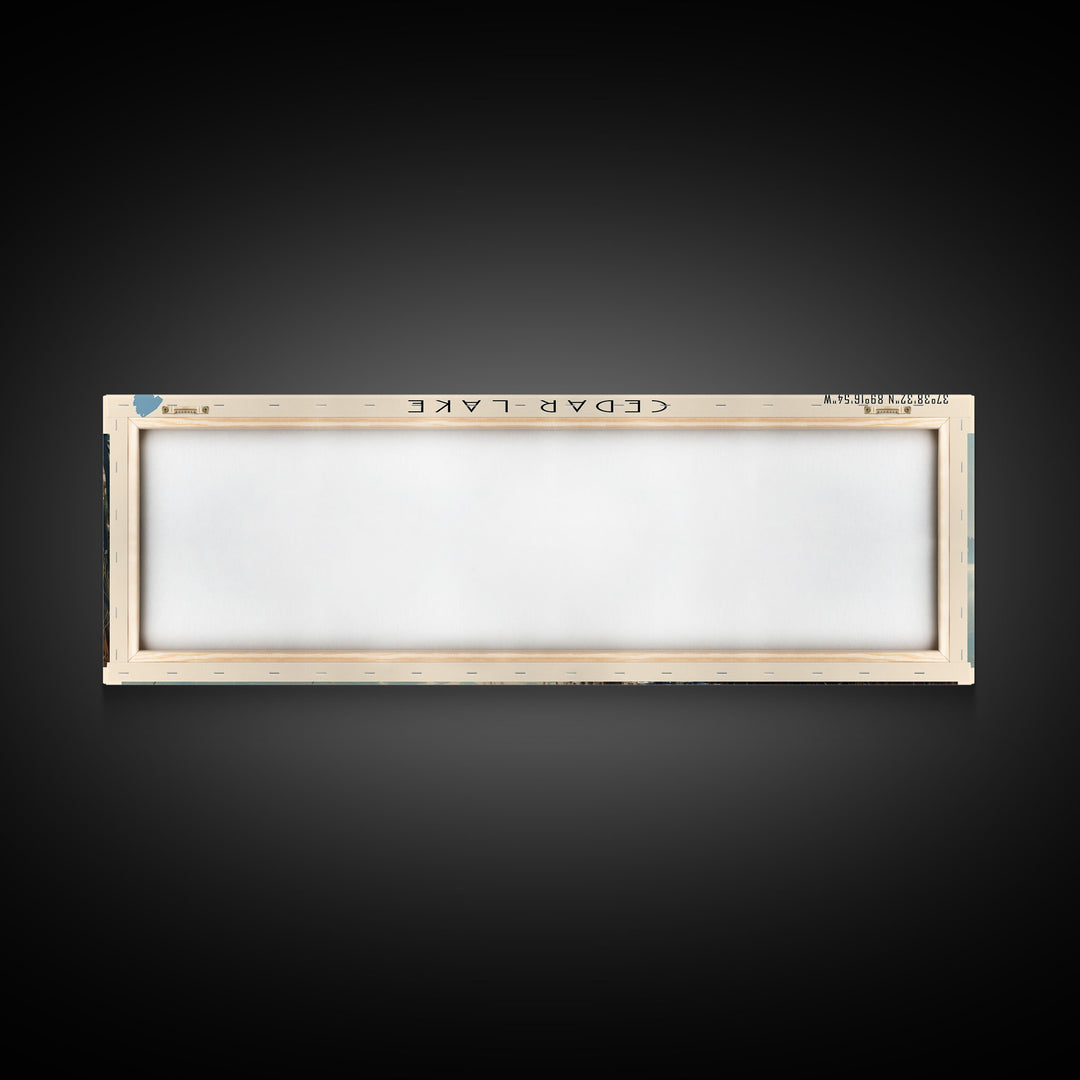 Cedar Lake Illinois Framed Canvas Print, Lake House Art, Panoramic Wide Art, Travel Poster, Minimalist Lake Painting, Home Decor