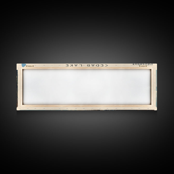 Cedar Lake Illinois Framed Canvas Print, Lake House Art, Panoramic Wide Art, Travel Poster, Minimalist Lake Painting, Home Decor