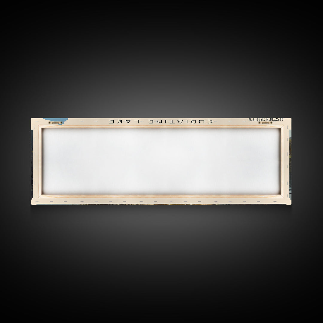 Christine Lake New Hampshire Framed Canvas Print, Lake House Art, Panoramic Wide Art, Travel Poster, Rustic Lake Painting, Home Decor