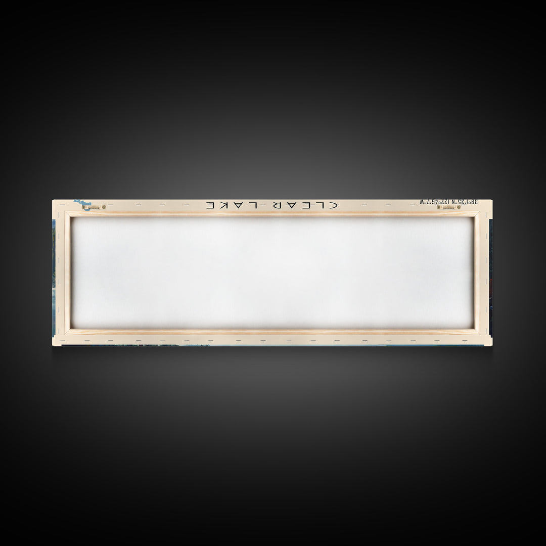 Clear Lake Framed Canvas Print, Lake House Art, Panoramic Wide Art, Travel Poster, Rustic Lake Painting, Home Decor