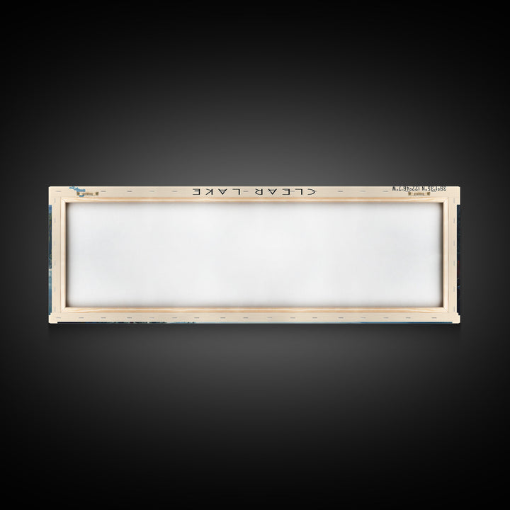 Clear Lake Framed Canvas Print, Lake House Art, Panoramic Wide Art, Travel Poster, Rustic Lake Painting, Home Decor