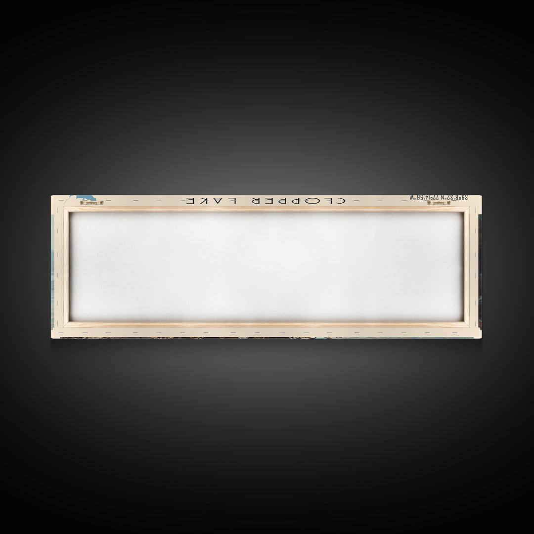 Clopper Lake Maryland Framed Canvas Print, Lake House Art, Panoramic Wide Art, Travel Poster, Minimalist Lake Painting, Home Decor