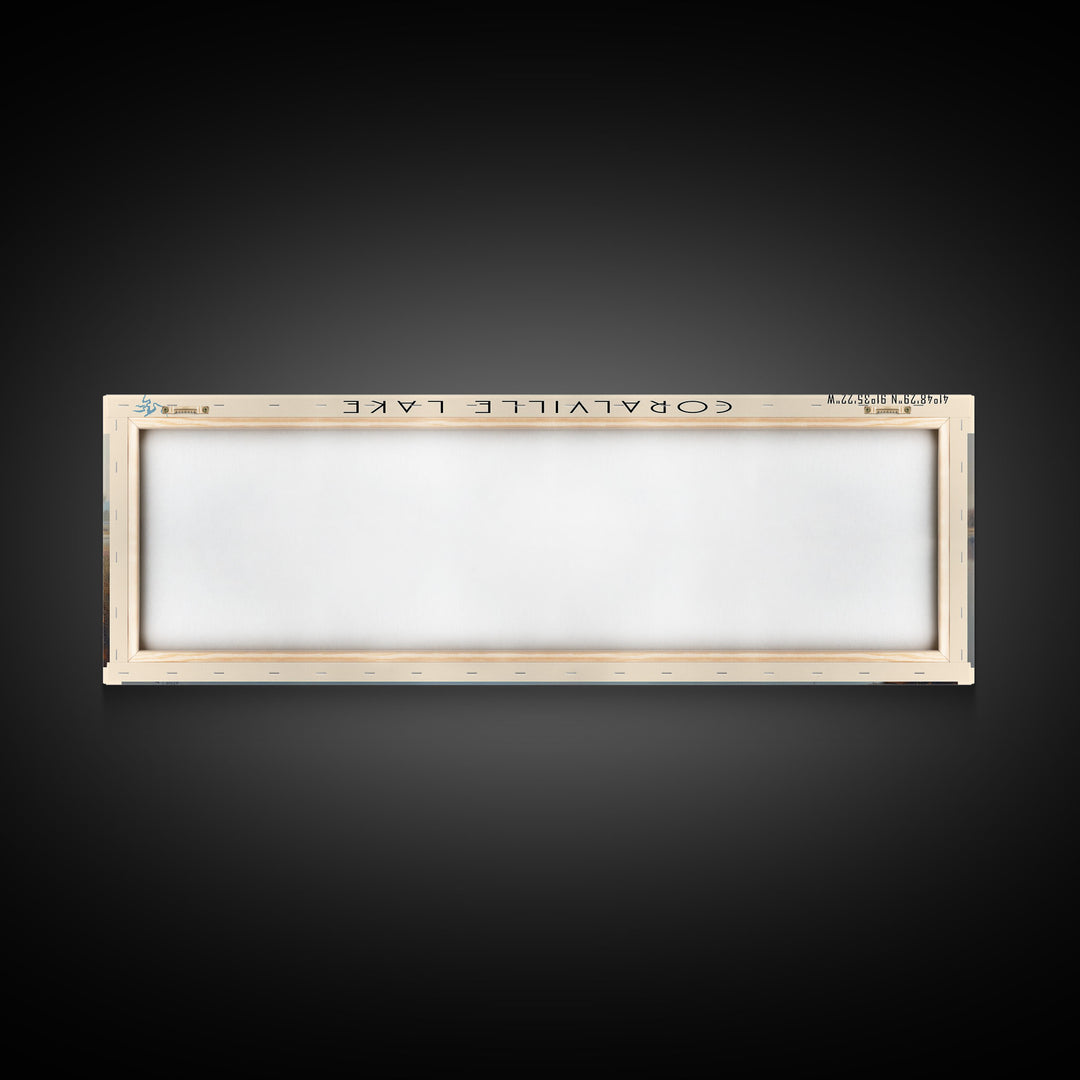 Conway Lake New Hampshire Framed Canvas Print, Lake House Decor, Panoramic Wide Art, Travel Poster, Rustic Lake Painting, Home Decor