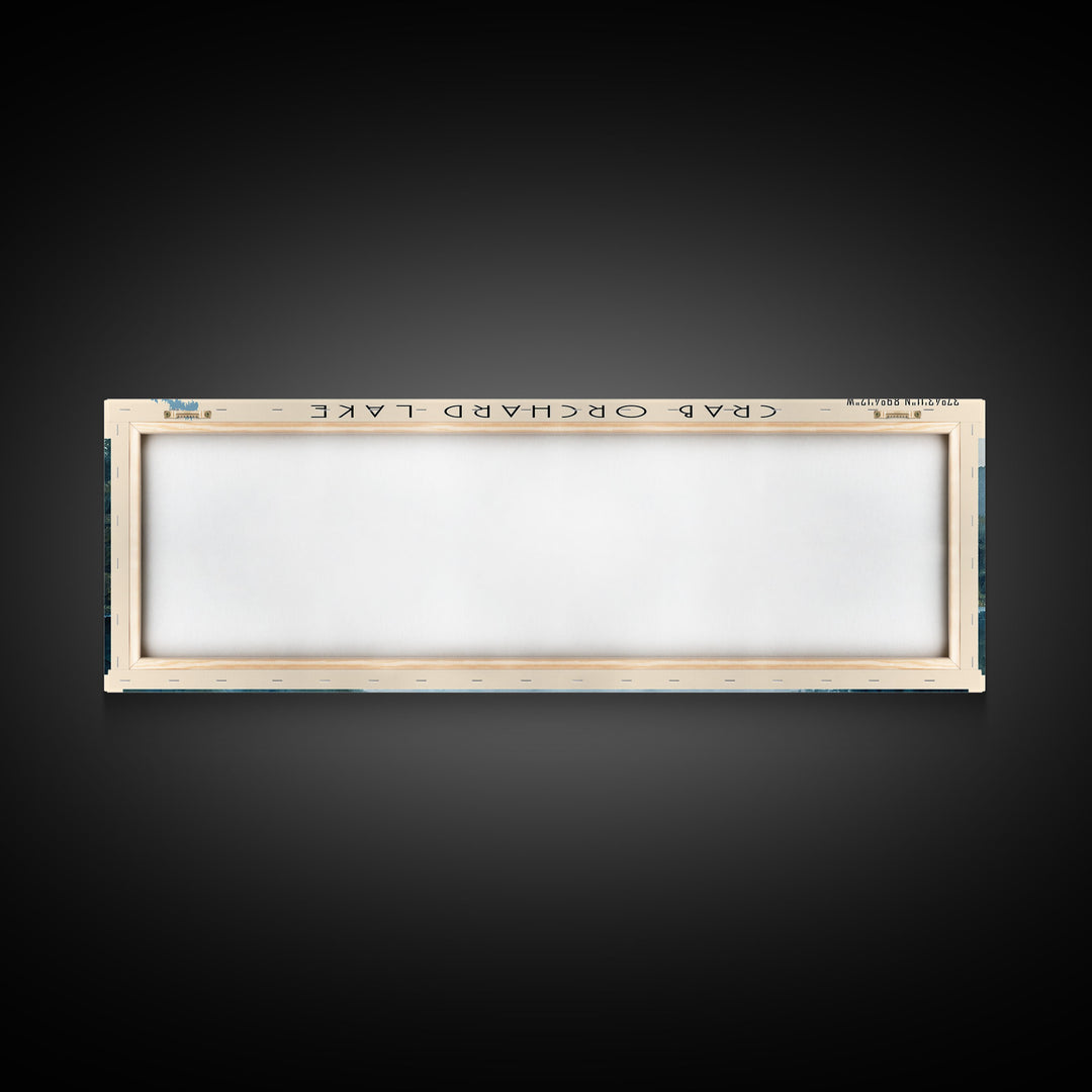 Crab Orchard Lake Illinois Framed Canvas Print, Lake House Art, Panoramic Wide Art, Travel Poster, Modern Lake Painting, Nature Art