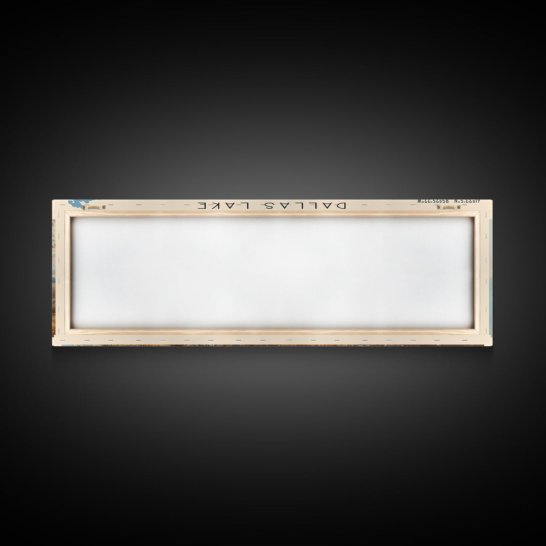Dallas Lake Indiana Framed Canvas Print, Lake House Decor, Panoramic Wall Art, Travel Poster, Rustic Lake Painting, Home Decor
