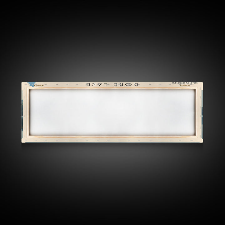 Dore Lake Framed Canvas Print, Lake House Decor, Panoramic Wall Art, Travel Poster, Rustic Lake Painting, Home Decor
