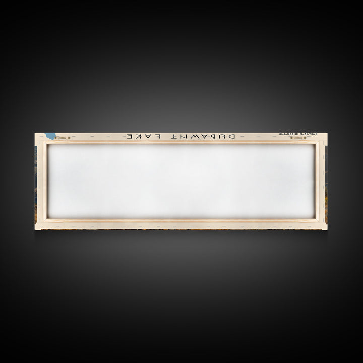 Dubawnt Lake Panoramic Framed Canvas Print, Lake House Decor, Wall Art, Travel Poster, Modern Lake Painting, Nature Art
