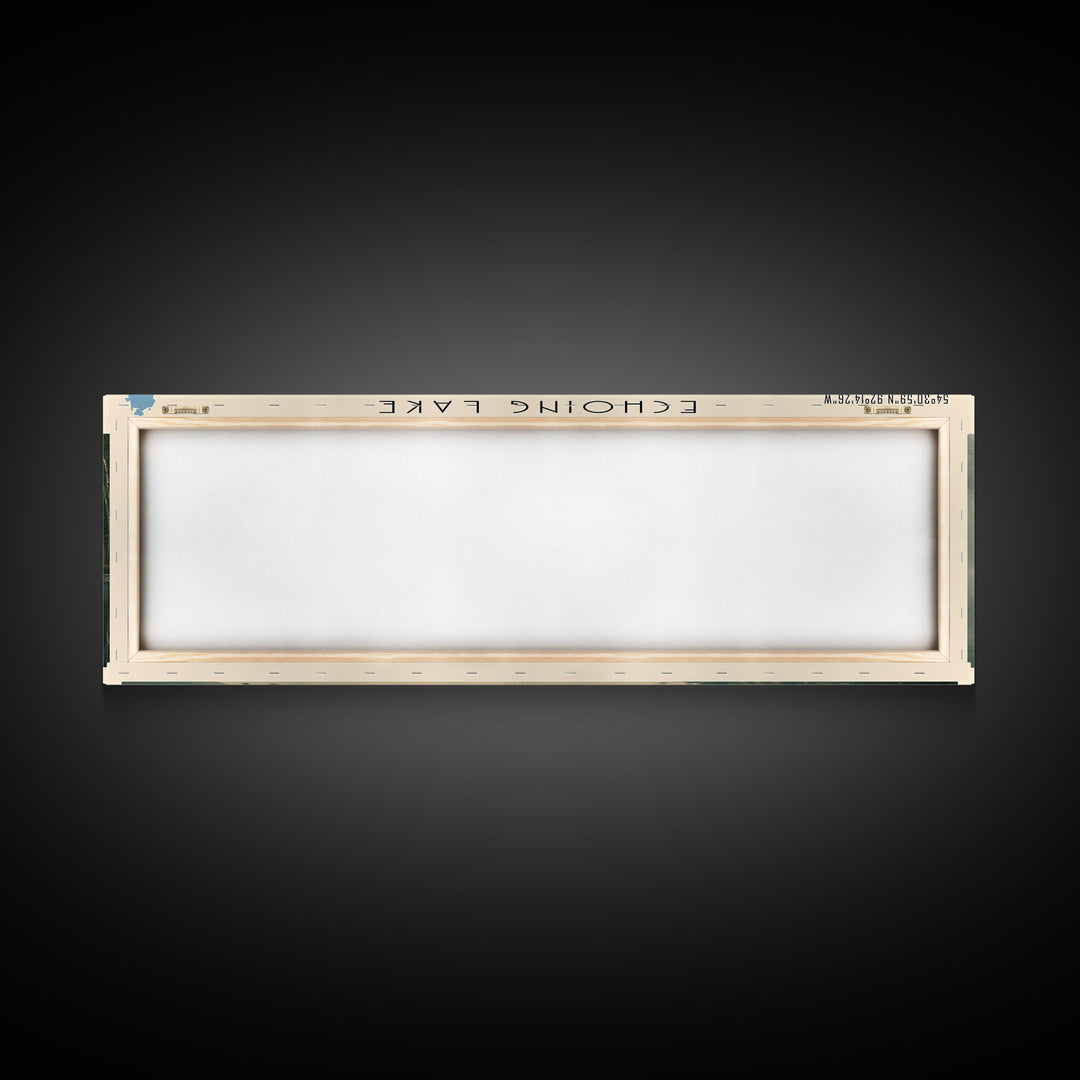 Echoing Lake Framed Canvas Print, Lake House Decor, Panoramic Wall Art, Travel Poster, Rustic Lake Painting, Home Decor