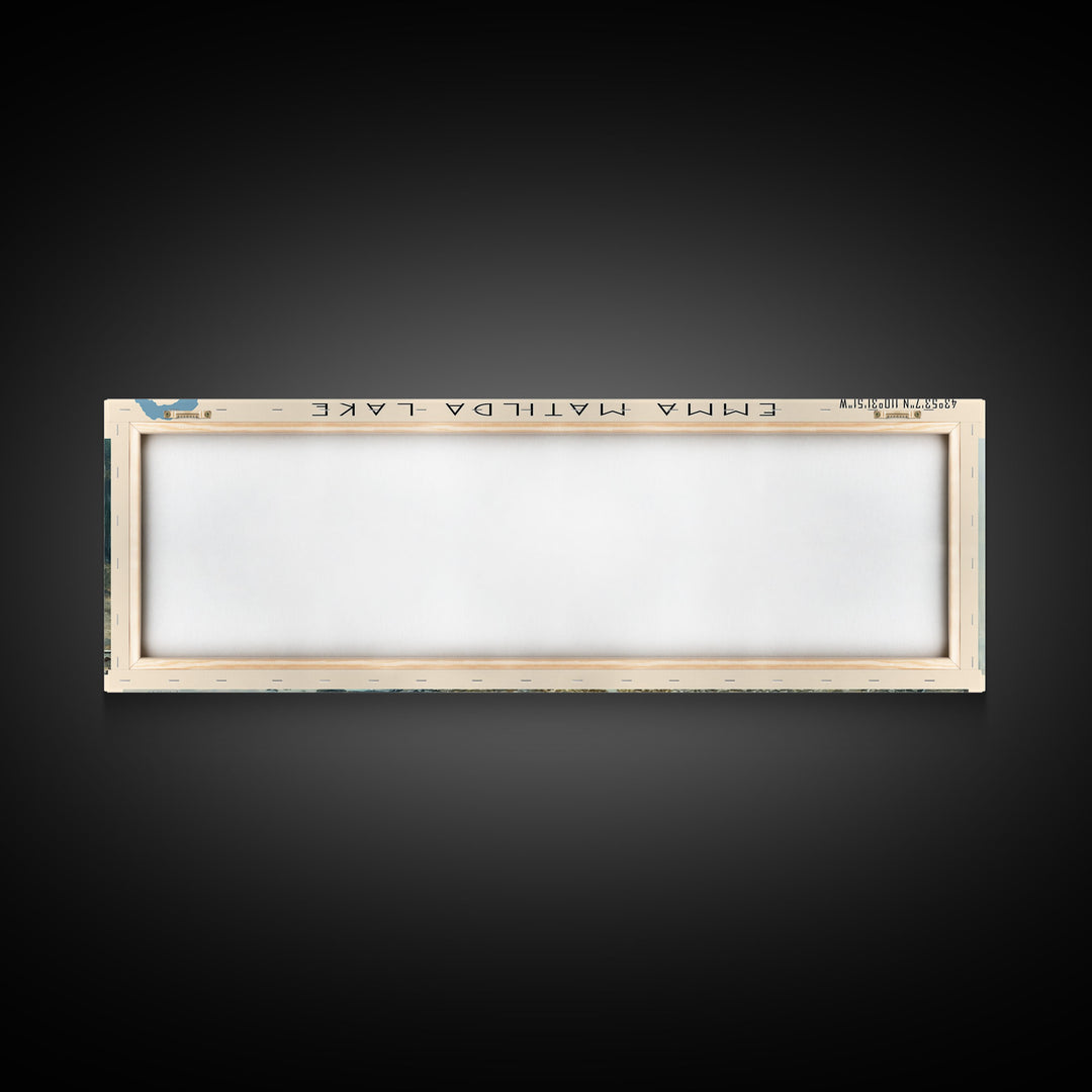 Emma Matilda Lake Wyoming Framed Canvas Print, Lake House Decor, Panoramic Wall Art, Travel Poster, Modern Lake Painting, Nature Art