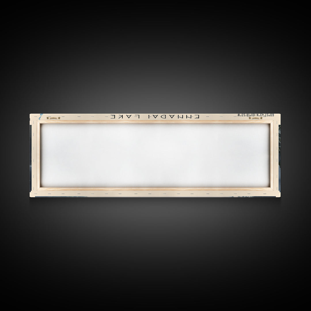 Ennadai Lake Framed Canvas Print, Lake House Decor, Panoramic Wall Art, Travel Poster, Rustic Lake Painting, Home Decor