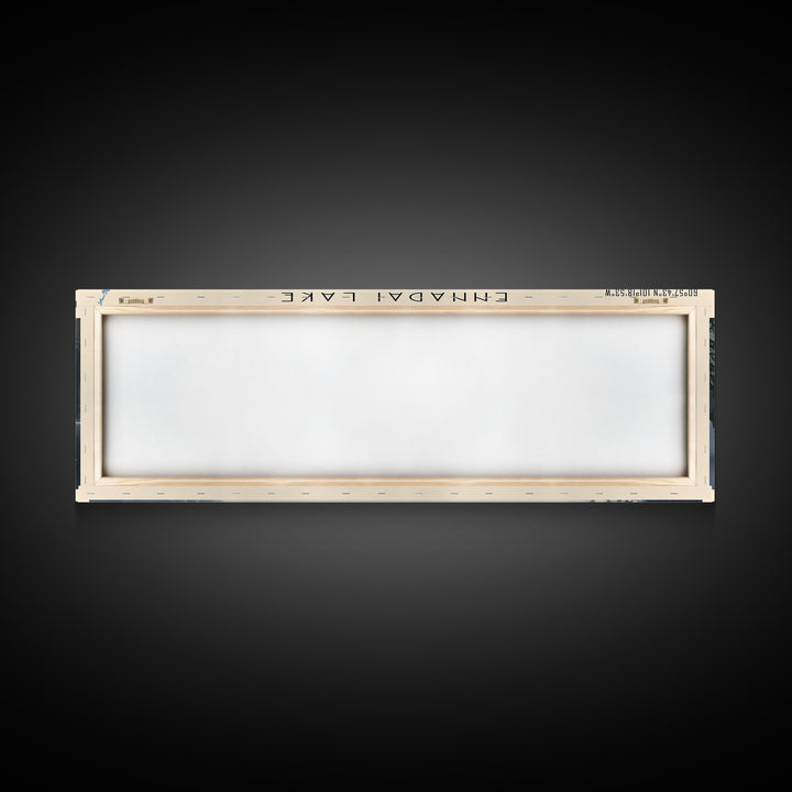 Ennadai Lake Framed Canvas Print, Lake House Decor, Panoramic Wall Art, Travel Poster, Rustic Lake Painting, Home Decor