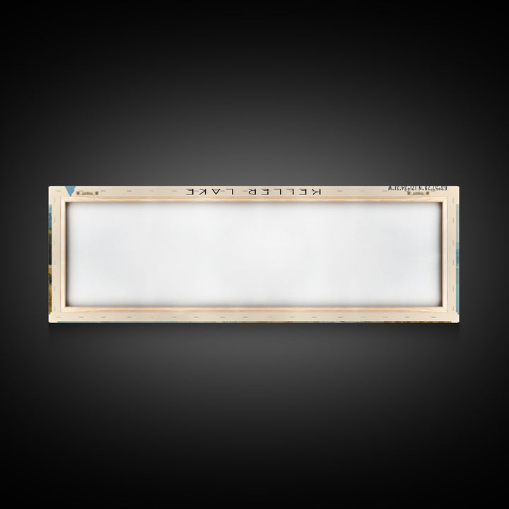 Keller Lake Framed Canvas Print, Panoramic Lake House Decor, Wall Art, Travel Poster, Scenic Lake Painting, Nature Art