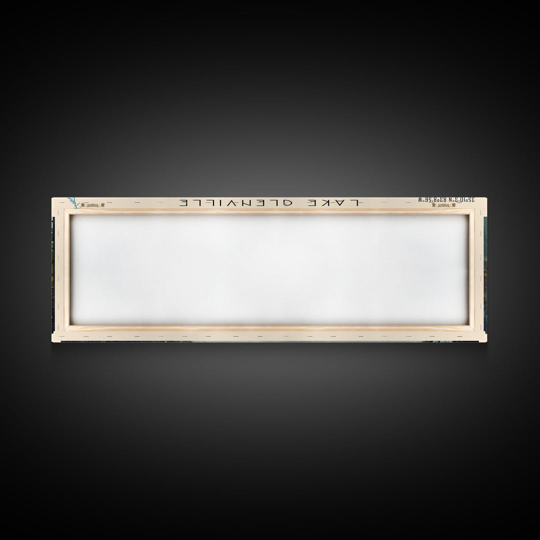 Lake Glenville North Carolina Framed Canvas Print, Lake House Decor, Panoramic Wall Art, Travel Poster, Scenic Lake Painting, Nature Art