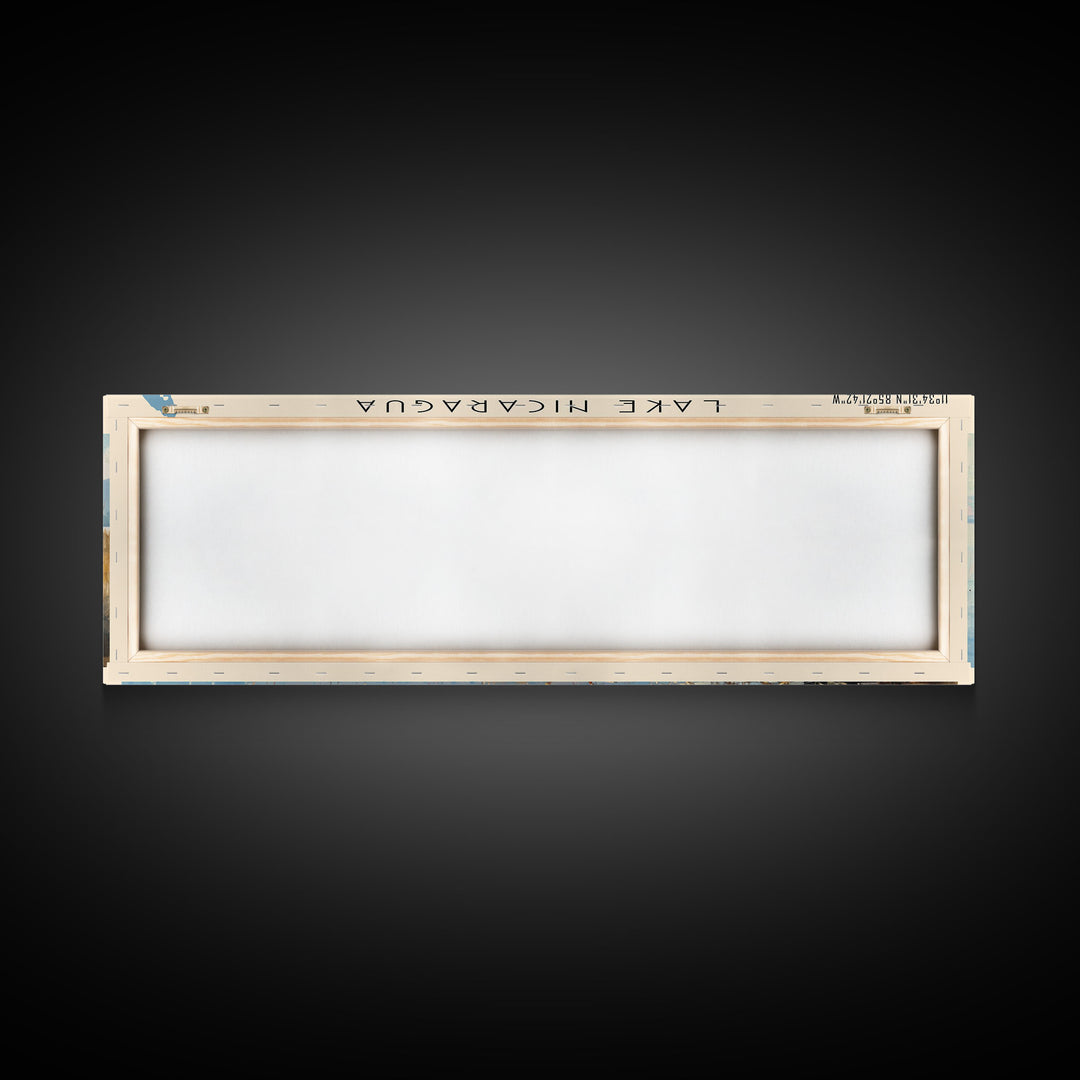 Lake Nicaragua Framed Canvas Print, Lake House Decor, Panoramic Wall Art, Travel Poster, Serene Landscape Painting, Rustic Art