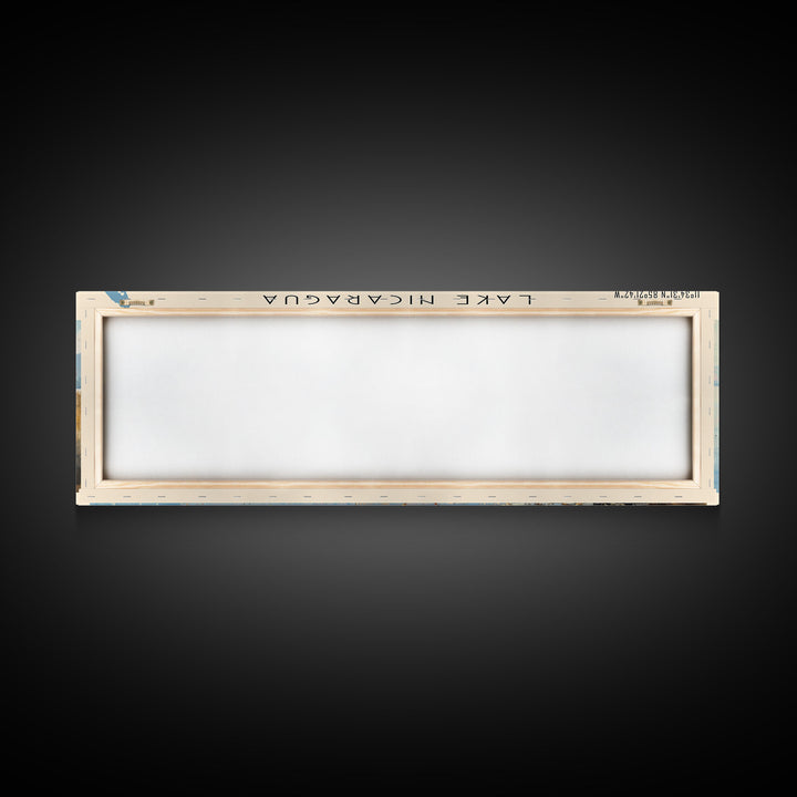 Lake Nicaragua Framed Canvas Print, Lake House Decor, Panoramic Wall Art, Travel Poster, Serene Landscape Painting, Rustic Art
