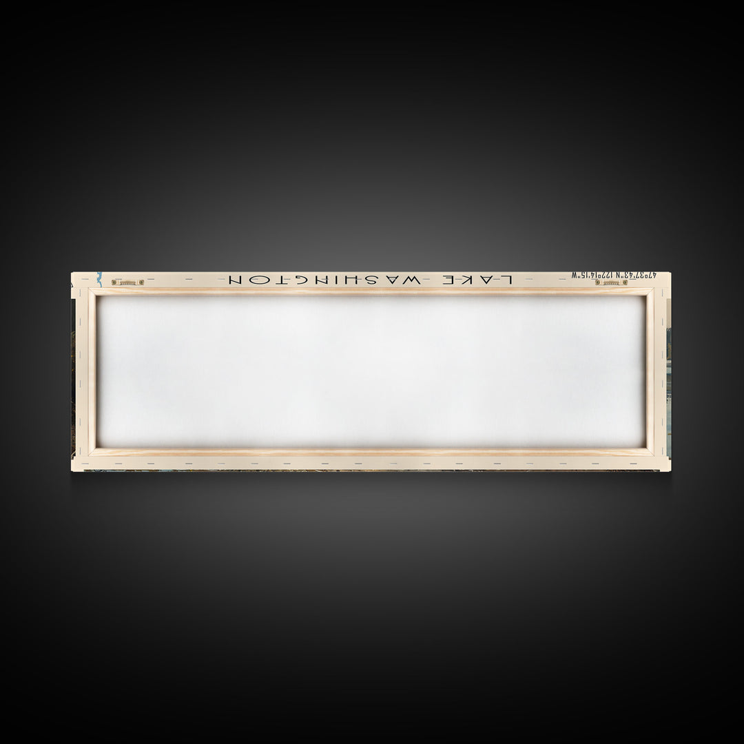 Lake Washington Framed Canvas Print, Lake House Decor, Panoramic Wall Art, Travel Poster, Scenic Landscape Painting, Bedroom Decor