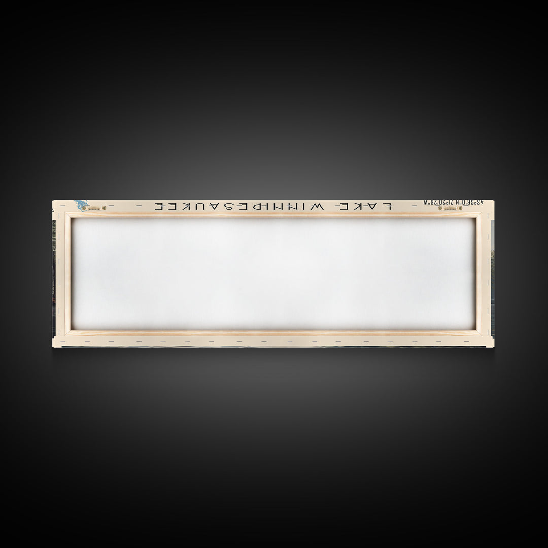 Lake Winnipesaukee Framed Canvas Print, Lake House Decor, Panoramic Wall Art, Travel Poster, Landscape Painting, Modern Art