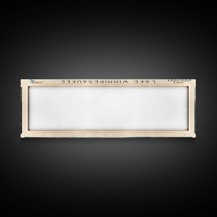 Lake Winnipesaukee Framed Canvas Print, Lake House Decor, Panoramic Wall Art, Travel Poster, Landscape Painting, Modern Art