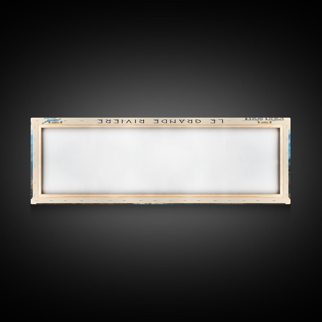 Le Grande Riviere Framed Canvas Print, Lake House Decor, Panoramic Wall Art, Travel Poster, Landscape Painting, Contemporary Art