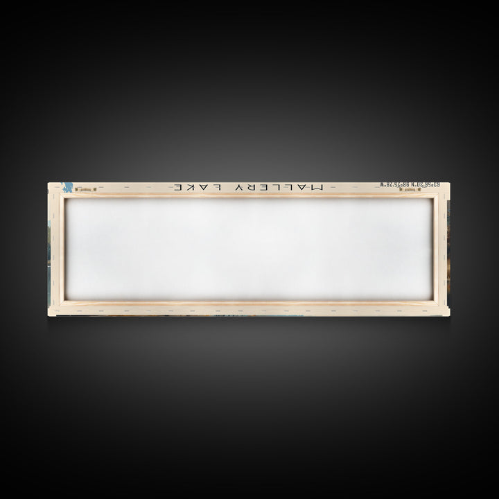 Mallery Lake Framed Canvas Print, Lake House Decor, Panoramic Wall Art, Travel Poster, Scenic Landscape Painting, Rustic Art