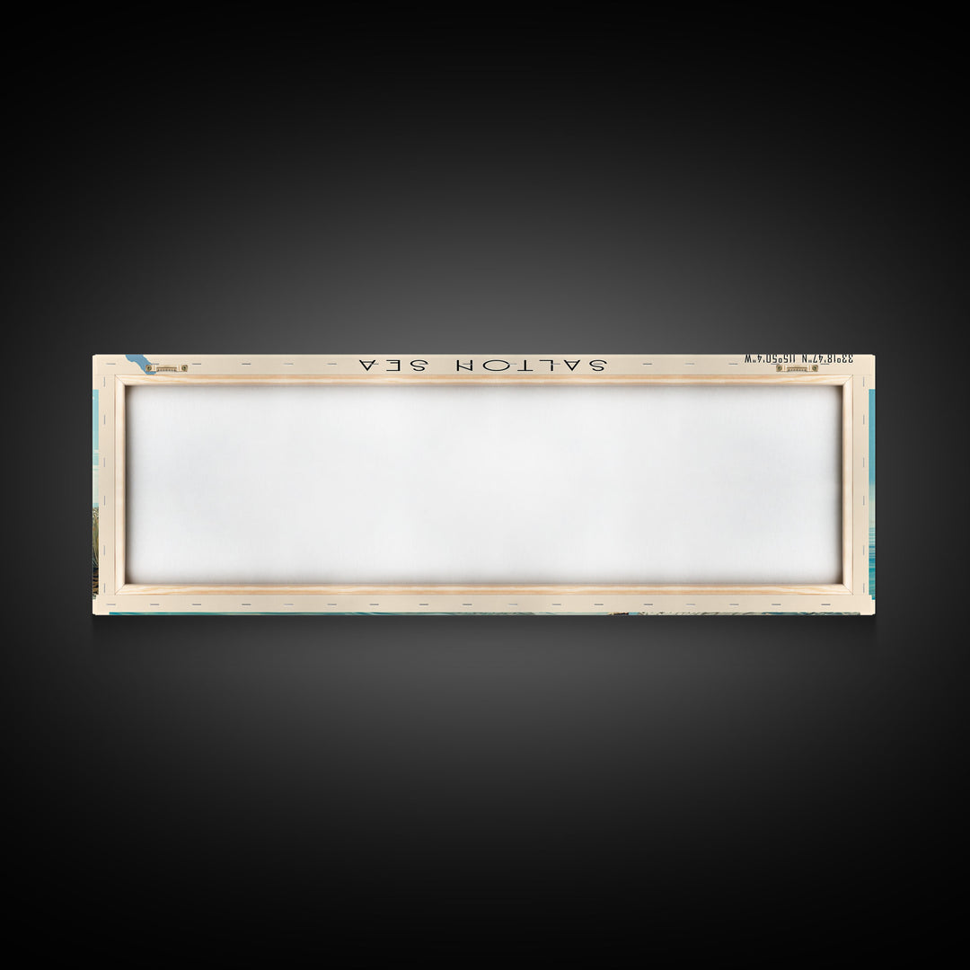 Salton Sea Framed Canvas Print, Lake House Decor, Panoramic Wall Art, Travel Poster, Unique Lake Painting, Modern Art