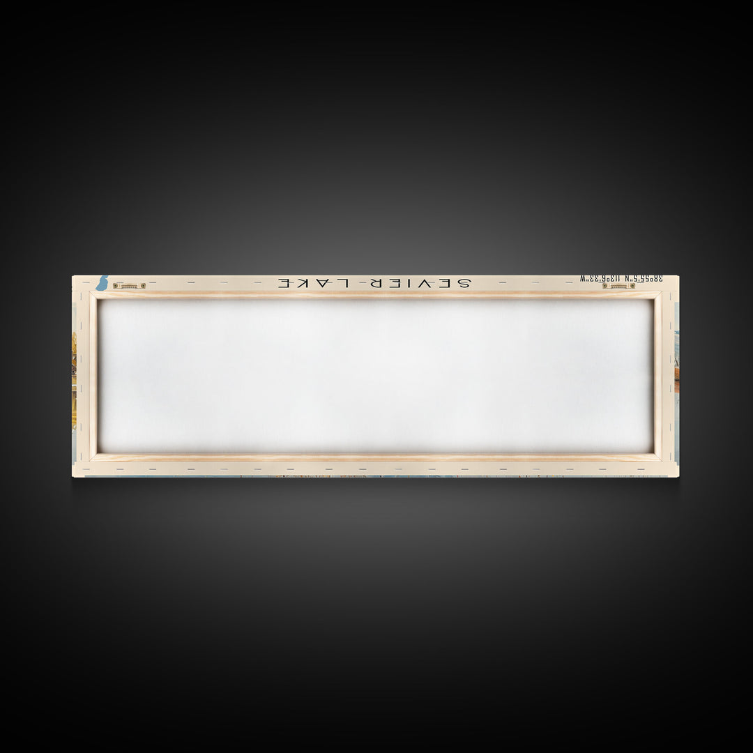 Sevier Lake Utah Panoramic Framed Canvas Print, Lake House Decor, Wall Art, Travel Poster, Tranquil Landscape, Modern Art
