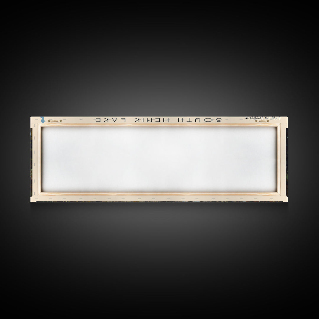 South Henik Lake Panoramic Framed Canvas Print, Lake House Decor, Wall Art, Travel Poster, Scenic Lake Painting, Living Room Decor