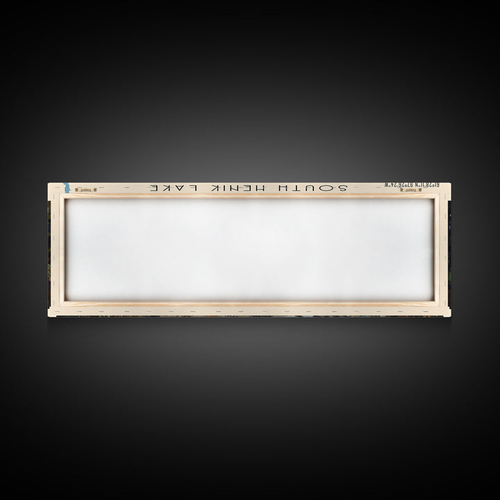 South Henik Lake Panoramic Framed Canvas Print, Lake House Decor, Wall Art, Travel Poster, Scenic Lake Painting, Living Room Decor