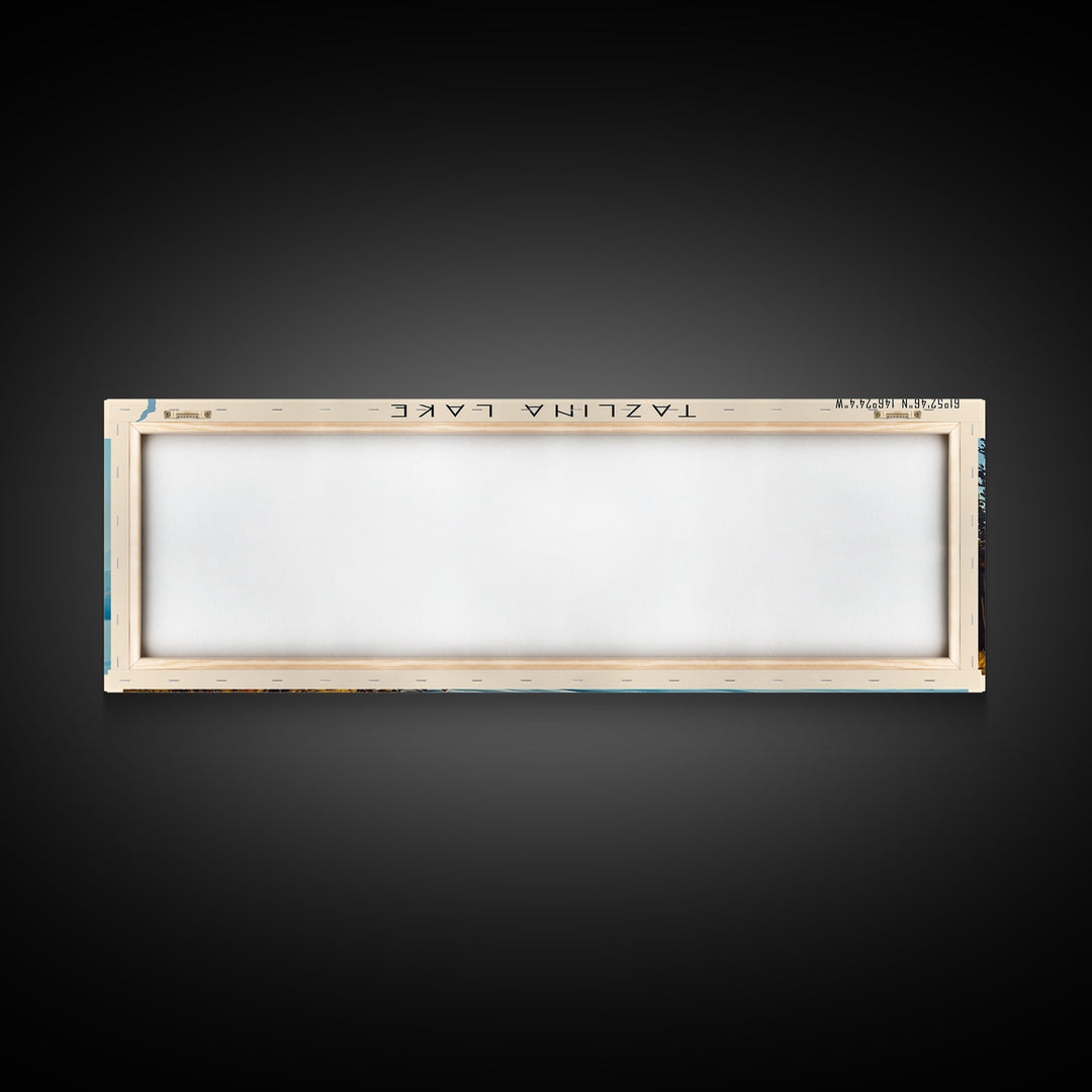 Tazlina Lake Panoramic Wall Art, Framed Canvas Print, Lake House Decor, Travel Poster, Serene Landscape, Living Room Decor, Nature Painting
