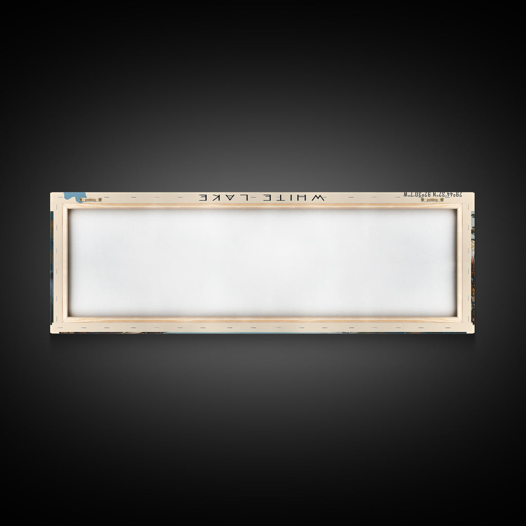 White Lake Panoramic Wall Art, Framed Canvas Print, Lake House Decor, Travel Poster, Scenic Lake Scene, Living Room Art