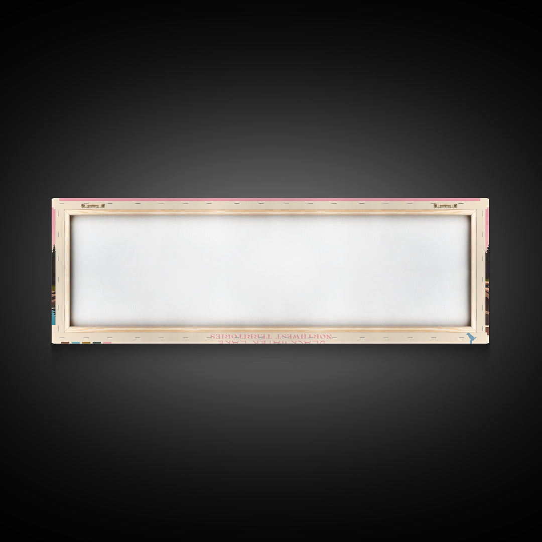 Blackwater Lake Northwest Territories Framed Canvas Print, Panoramic Wall Art, Midcentury Modern, Pop Art, Travel Poster, Scenic Living Room Art, Lake House Decor