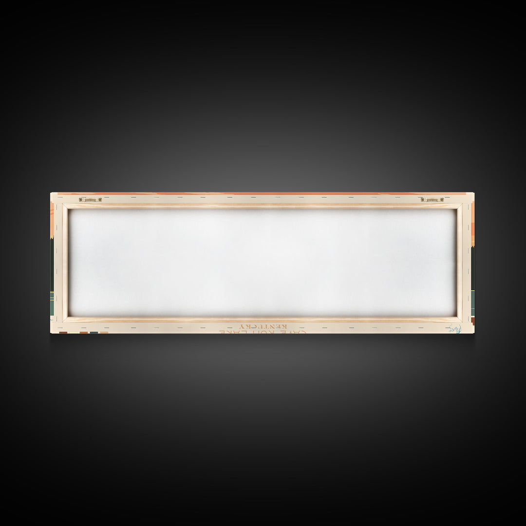 Cave Run Lake Kentucky Framed Canvas Print, Midcentury Modern Panoramic Wall Art, Living Room Decor, Pop Art, Travel Poster Art, Nature Art, Lake House Decor