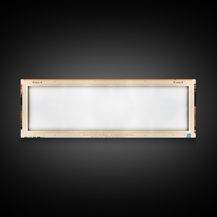 Colville Lake Northwest Territories Framed Canvas Print, Pop Art Panoramic Travel Poster, Bedroom Decor, Midcentury Modern, Wall Art, Scenic Lake House, Nature Art