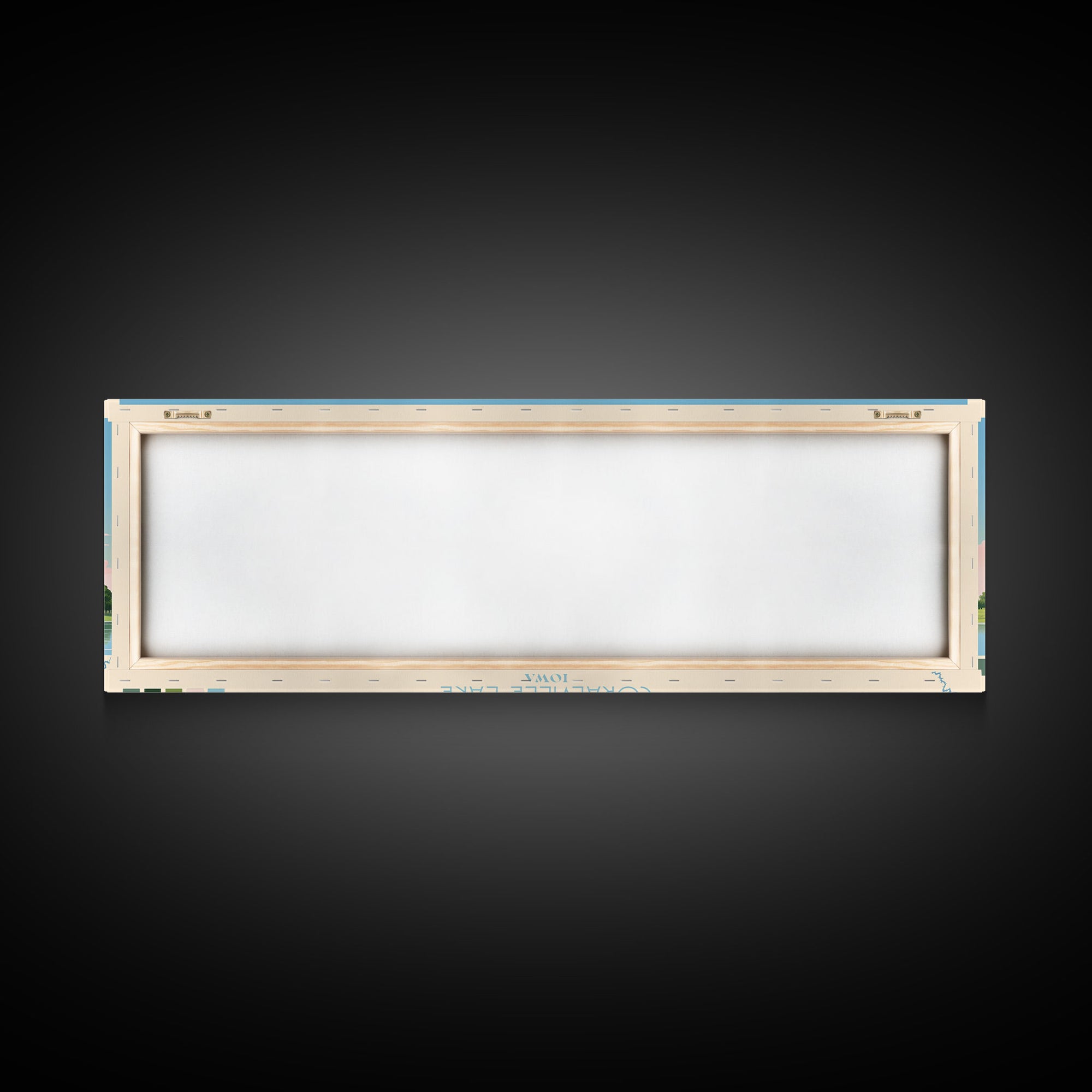 Coralville Lake Iowa Framed Canvas Print, Midcentury Modern Panoramic Wall Art, Living Room Decor, Pop Art, Travel Poster Art, Scenic Nature Painting, Lake House Decor