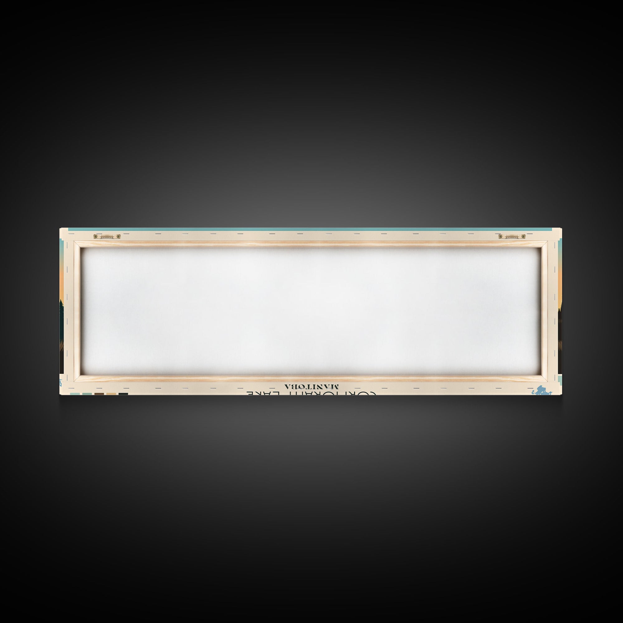 Cormorant Lake Manitoba Framed Canvas Print, Pop Art Panoramic Travel Poster, Midcentury Modern, Wall Art, Scenic Nature Painting, Bedroom Decor, Living Room Art