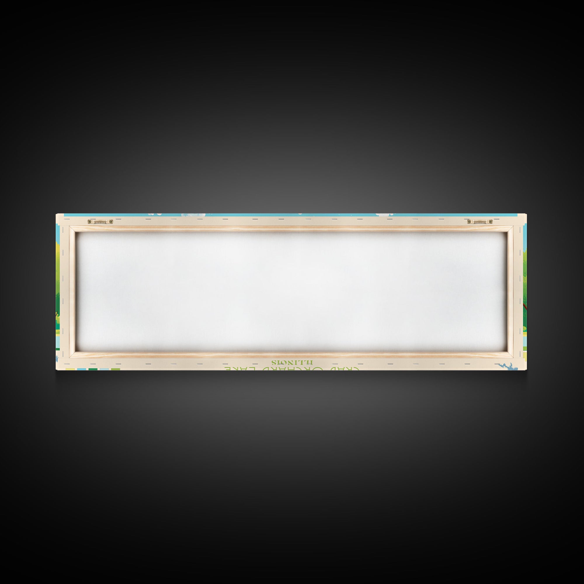 Crab Orchard Lake Illinois Framed Canvas Print, Midcentury Modern Panoramic Wall Art, Living Room Decor, Pop Art, Travel Poster Art, Scenic Nature Painting, Lake House Decor