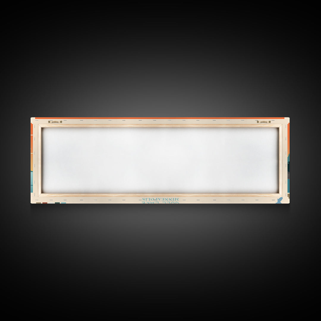 Gull Lake Minneapolis Framed Canvas Print, Panoramic Wall Art, Midcentury Modern, Pop Art, Living Room Decor, Travel Poster, Nature Art, Lake House Art