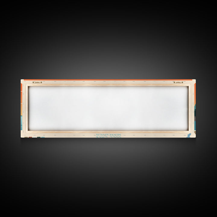 Gull Lake Minneapolis Framed Canvas Print, Panoramic Wall Art, Midcentury Modern, Pop Art, Living Room Decor, Travel Poster, Nature Art, Lake House Art