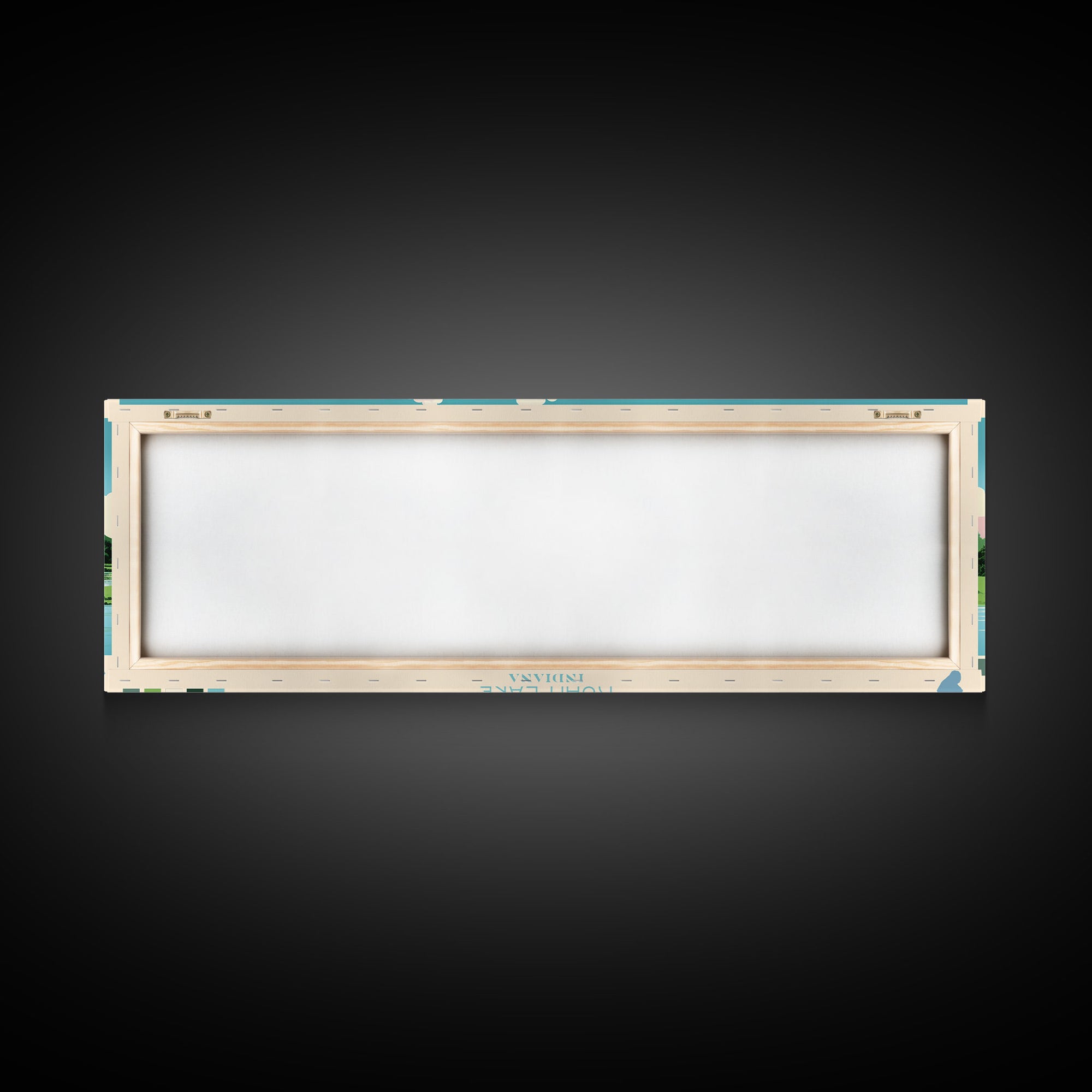 Lake Kuhn Indiana Framed Canvas Print, Panoramic Wall Art, Midcentury Modern, Pop Art, Lake House Decor, Travel Poster, Bedroom Art