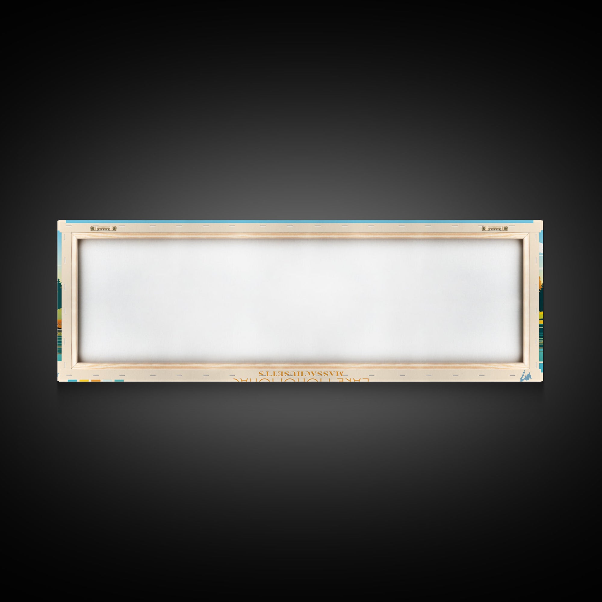 Lake Monomonac Massachusetts Framed Canvas Print, Panoramic Wall Art, Midcentury Modern, Pop Art, Bedroom Art, Travel Poster, Lake House Decor