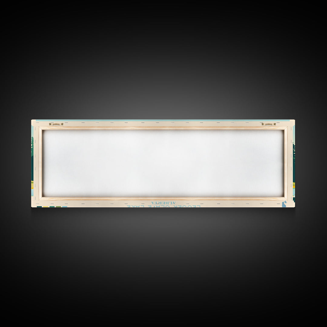 Lenore Lake, Saskatchewan Panoramic Wall Art Framed Canvas Print, Midcentury Modern, Pop Art, Home Decor, Travel Poster, Living Room Art