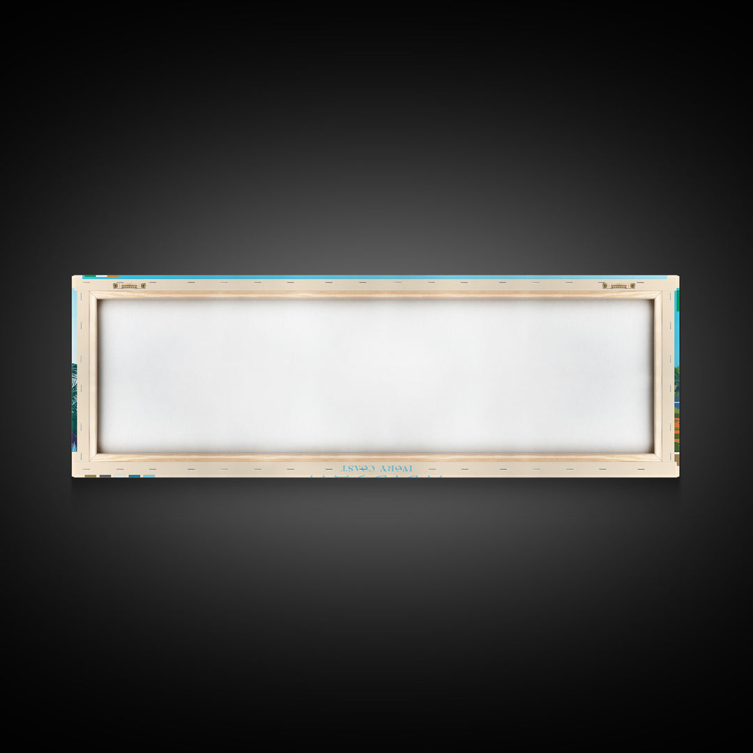 Abidjan, Ivory Coast Panoramic Travel Poster Canvas Print, Abidjan, Ivory Coast Painting, Ivory Coast Art, Abidjan Travel Art, Guest Room Painting