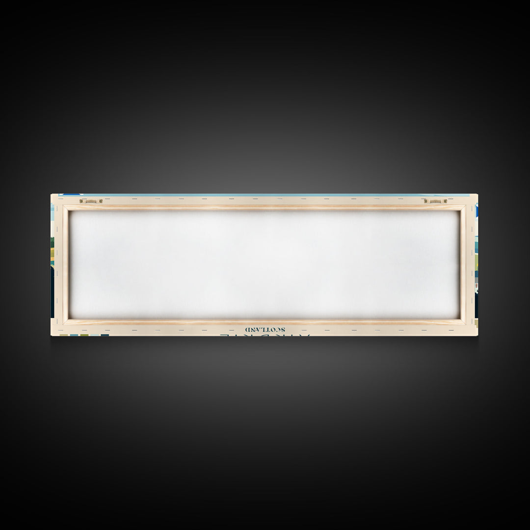 Airdrie, Scotland Travel Poster Panoramic Canvas Print, Airdrie, Scotland Painting, Scotland Art, Airdrie Travel Art, Guest Room Painting