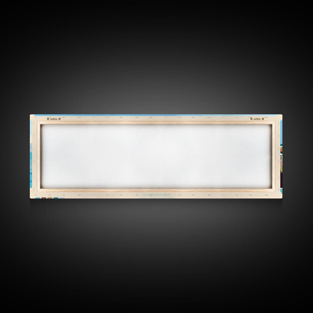 Baku, Azerbaijan Panoramic Travel Poster Canvas Print, Baku, Azerbaijan Painting, Azerbaijan Art, Baku Travel Art, Guest Room Painting