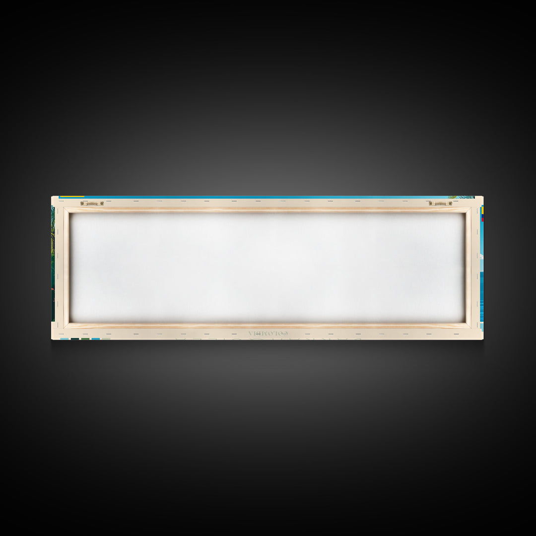 Barranquilla, Colombia Travel Poster Panoramic Canvas Print, Barranquilla, Colombia Painting, Colombia Art, Barranquilla Travel Art, Guest Room Painting