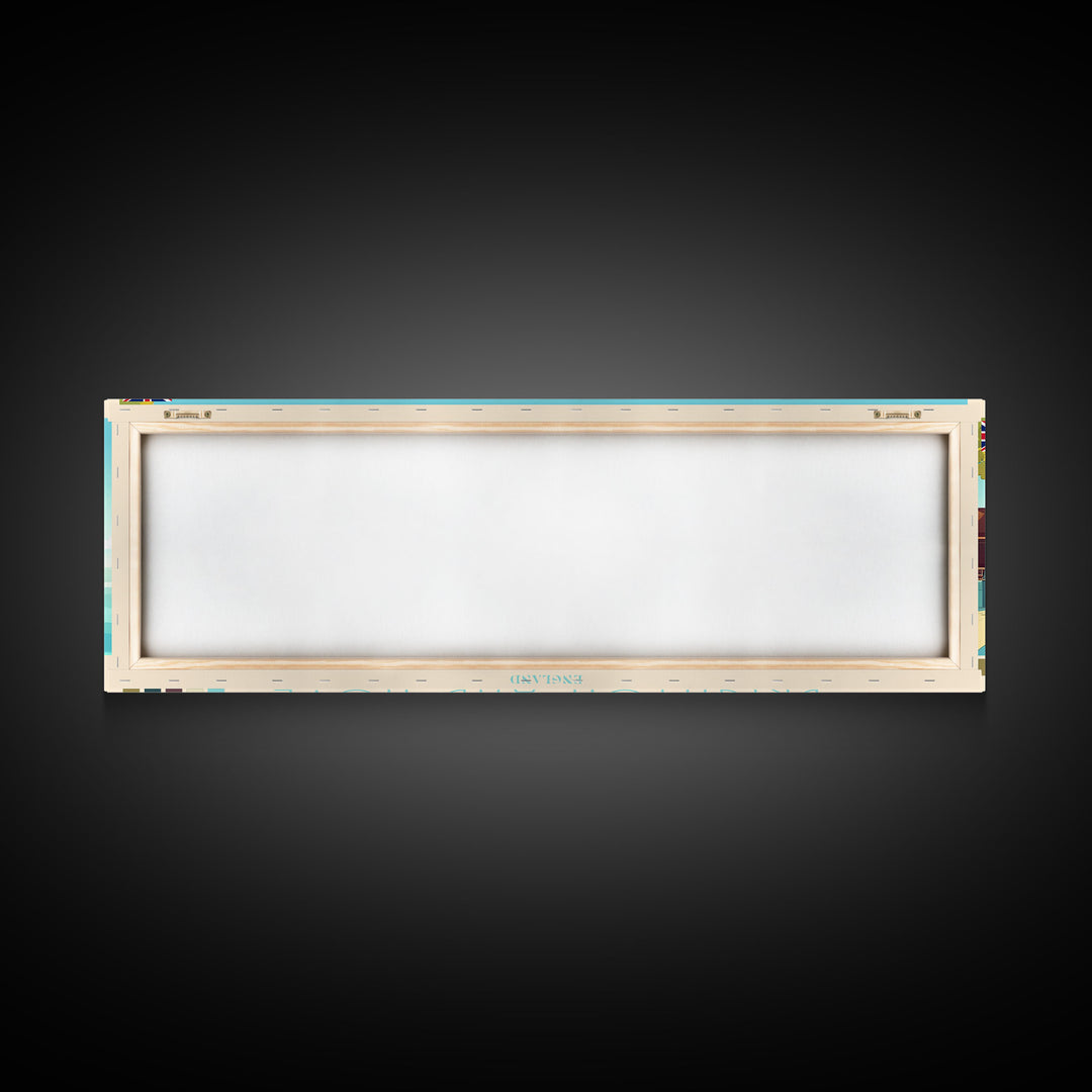 Brighton and Hove, England Travel Poster Panoramic Canvas Print, Brighton and Hove, England Painting, England Art, Brighton and Hove Travel Art, Guest Room Painting